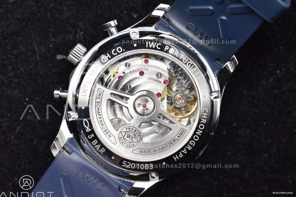 WeatherProof Best White Blue Portuguese Chrono on 1:1 Strap Blue Rubber IW3716 Z+F Edition A 1011 Dial 0421